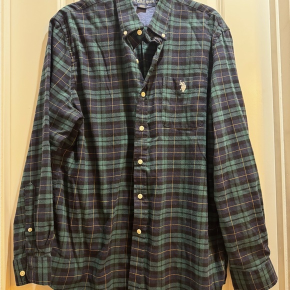 US Polo Assn Blue/Green Button Down Shirt Long Sleeves XL Armpit To Armpit 24” - Picture 5 of 7